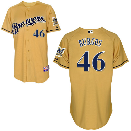 Hiram Burgos #46 MLB Jersey-Milwaukee Brewers Men's Authentic Gold Baseball Jersey